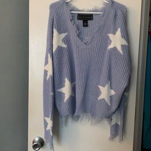 Blue Star Distressed Sweater